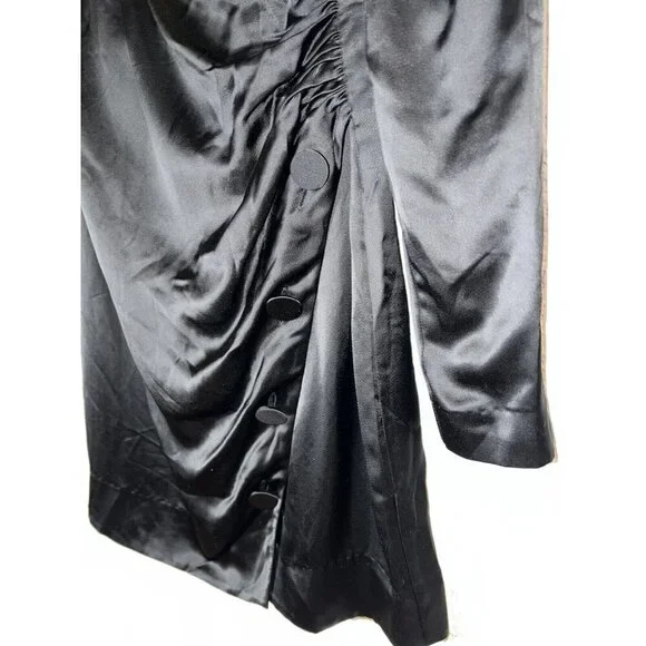 𝅺GRLFRND Button-front Mini Silky Dress NEW NWTS Long Sleeve Wrap Front Small D1 - Picture 3 of 8